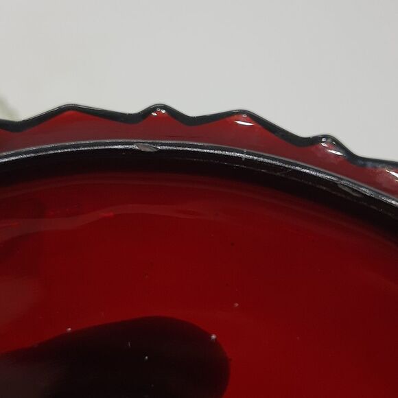 Candy Bowl Dish ruby red clear bottom with red top vintage - Picture 8 of 8
